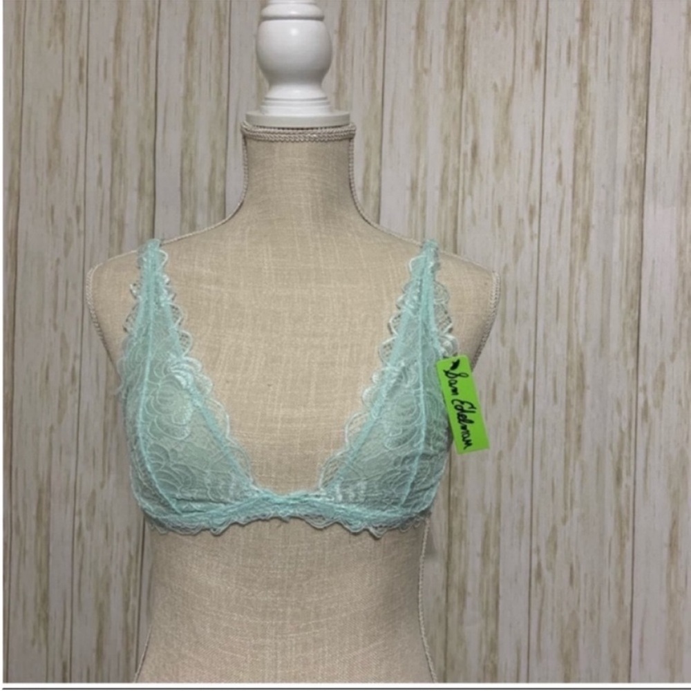 NWT S SAM EDELMAN Aqua wireless rose lace bra with adjustable straps